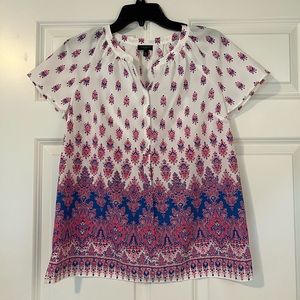 Talbots Floral Paisley Short Sleeve Top in Small Petite